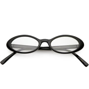 zeroUV Women's Retro Dapper Small Oval Clear Lens Glasses C704 Glasses White Smoke Black Clear