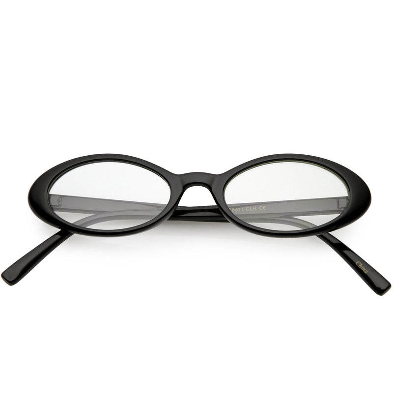 zeroUV Women's Retro Dapper Small Oval Clear Lens Glasses C704 Glasses White Smoke Black Clear