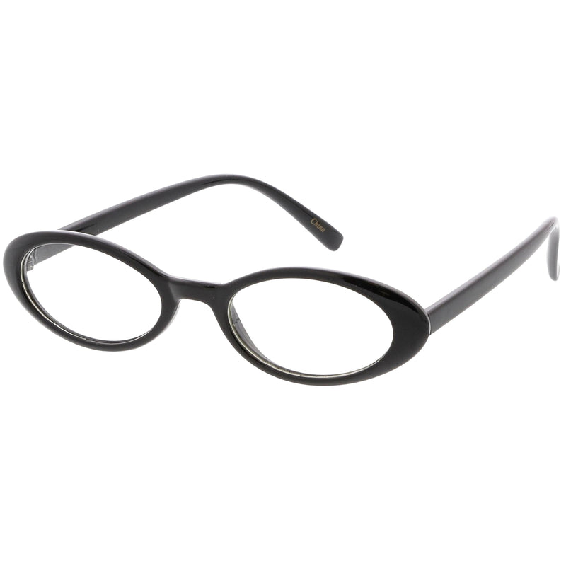zeroUV Women's Retro Dapper Small Oval Clear Lens Glasses C704 Glasses White Smoke Black Clear,Tortoise Clear