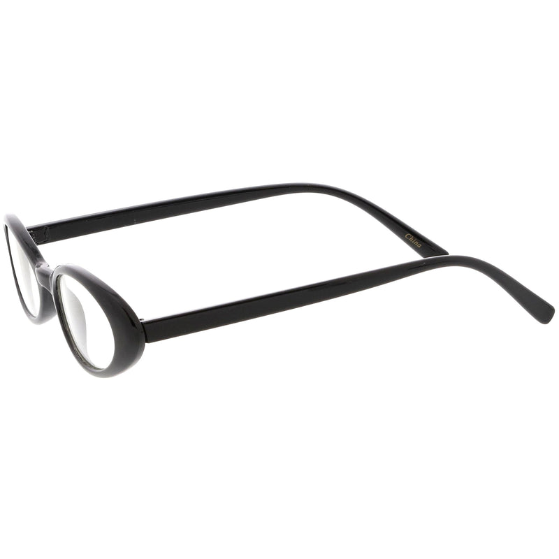 zeroUV Women's Retro Dapper Small Oval Clear Lens Glasses C704 Glasses White Smoke Black Clear,Tortoise Clear