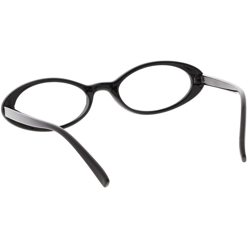 zeroUV Women's Retro Dapper Small Oval Clear Lens Glasses C704 Glasses White Smoke Black Clear,Tortoise Clear
