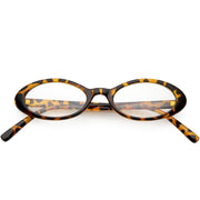zeroUV Women's Retro Dapper Small Oval Clear Lens Glasses C704 Glasses White Smoke Tortoise Clear