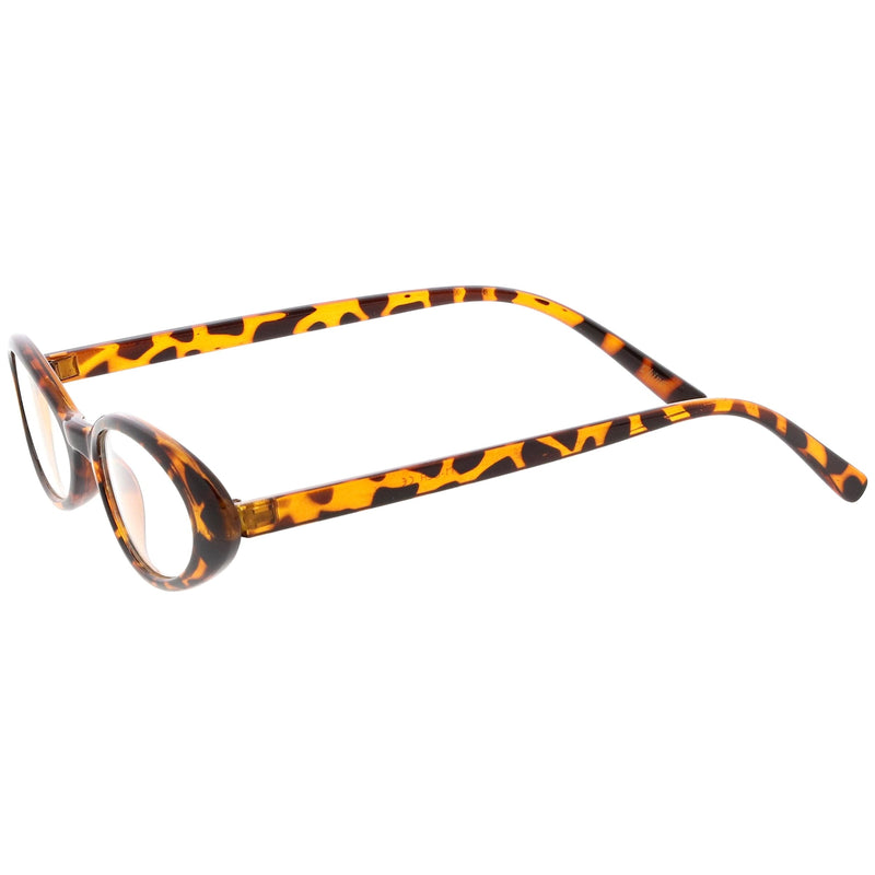 zeroUV Women's Retro Dapper Small Oval Clear Lens Glasses C704 Glasses White Smoke Black Clear,Tortoise Clear