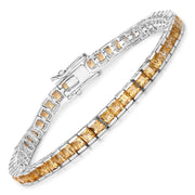 Bids.com 8.25 Carat Genuine Citrine .925 Sterling Silver Bracelet Bracelets White Smoke size 7.00