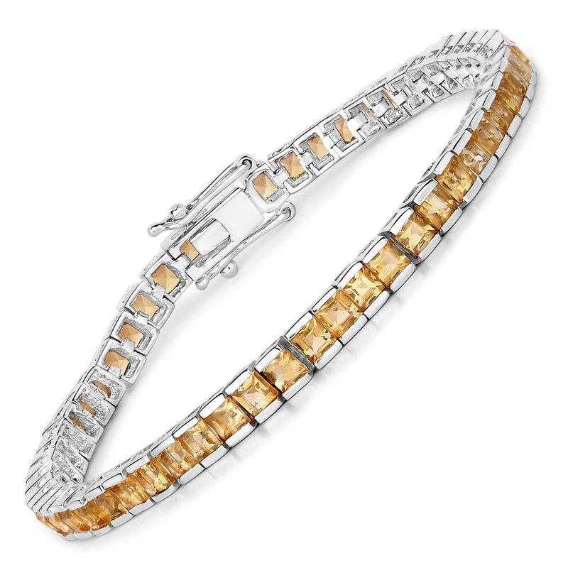 Bids.com 8.25 Carat Genuine Citrine .925 Sterling Silver Bracelet Bracelets White Smoke size 7.00