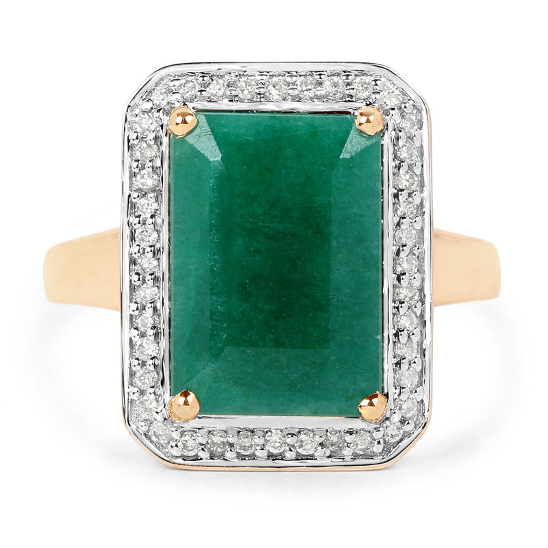Bids.com 5.71 Carat Dyed Emerald and White Diamond 14K Yellow Gold Ring Rings White Smoke size 6.00,size 7.00,size 8.00,size 10.00,size 10.50,size 5.00,size 9.00,size 8.25
