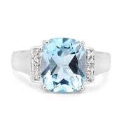 Bids.com 4.28 Carat Genuine Blue Topaz and White Topaz .925 Sterling Silver Ring Rings White Smoke size 7.00,size 5.00,size 9.00,size 10.00,size 6.00,size 8.00
