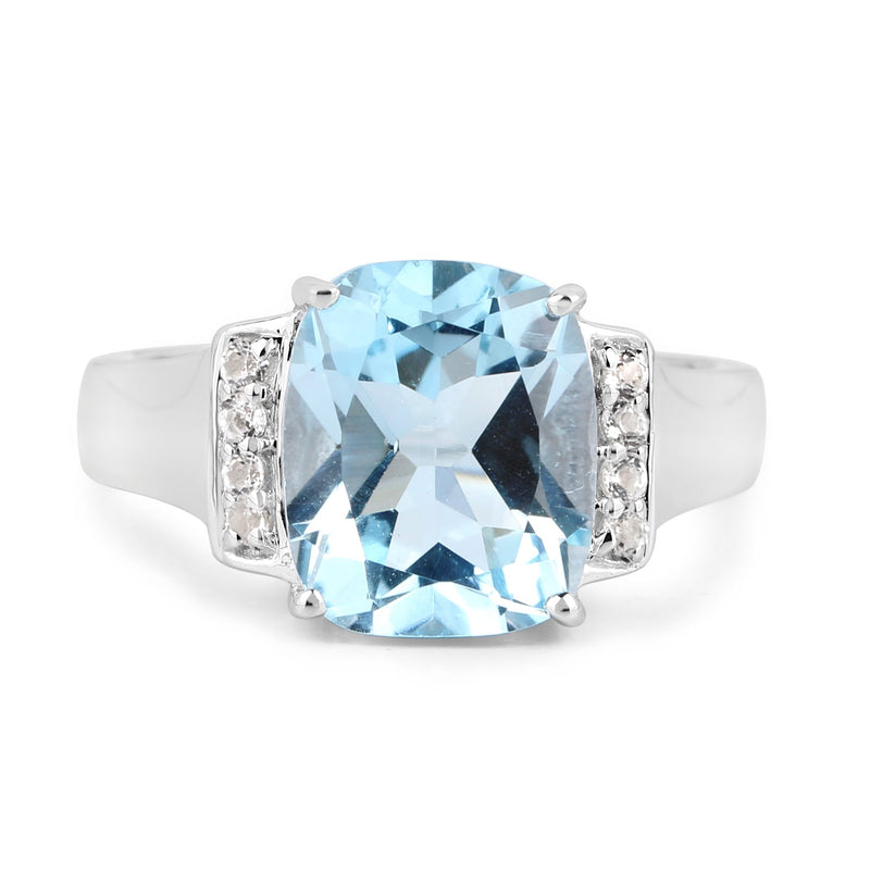 Bids.com 4.28 Carat Genuine Blue Topaz and White Topaz .925 Sterling Silver Ring Rings White Smoke size 7.00,size 5.00,size 9.00,size 10.00,size 6.00,size 8.00
