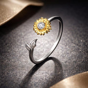 Bids.com 925 Sterling Silver Ring with Pavé Setting CZ, 0.1cm Width, Flower Design for Women Rings Black