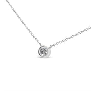 Bids.com 10K White Gold 1/2 Carat Round Brilliant-Cut Diamond Modern Bezel-Set Solitaire 16"-18" Pendant Necklace (H-I Color, SI2-I1 Clarity) Necklaces White Smoke White.Gold / 18