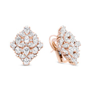 Bids.com 18K Rose Gold 8 1/3 Cttw Pear and Round Diamond Floral Cluster Omega Earrings (F-G Color, VS1-VS2 Clarity) Earrings White Smoke Rose.Gold / 8.36