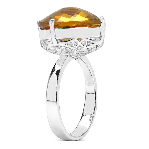Bids.com 9.05 Carat Genuine Citrine .925 Sterling Silver Ring Rings White Smoke size 6.00,size 7.00,size 8.00,size 9.00