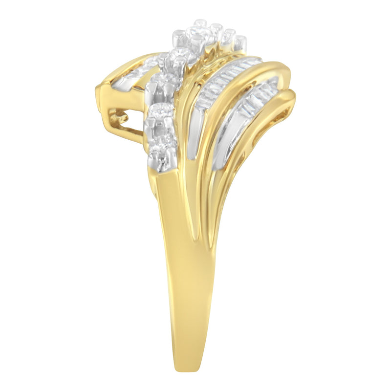 Bids.com 10K Yellow Gold Round and Baguette Diamond-Cut Ring (1/2 Cttw, I-J Color, I1-I2 Clarity) - Size 7 Rings White Smoke 7 / Yellow.Gold,9.5 / Yellow.Gold,9 / Yellow.Gold,8.75 / Yellow.Gold,7.5 / Yellow.Gold,7.25 / Yellow.Gold