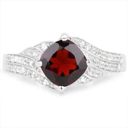 Bids.com 1.67 Carat Genuine Garnet and White Topaz .925 Sterling Silver Ring Rings White Smoke size 6.00,size 7.00,size 8.00,size 9.00,size 5.00