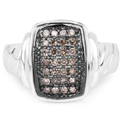 Bids.com 0.22 Carat Genuine Champagne Diamond .925 Sterling Silver Ring Rings White Smoke size 6.00,size 8.00,size 7.00,size 9.00