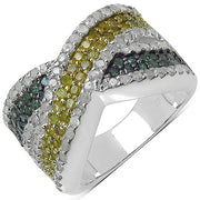 Bids.com 1.44 Carat Genuine Multi Diamond .925 Sterling Silver Ring Rings White Smoke size 7.00,size 6.00,size 8.00,size 9.00