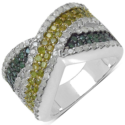 Bids.com 1.44 Carat Genuine Multi Diamond .925 Sterling Silver Ring Rings White Smoke size 7.00,size 6.00,size 8.00,size 9.00