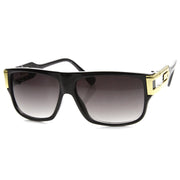 zeroUV 1980's European Retro Fashion Sunglasses 8902 Sunglasses White Smoke Shiny Black Gold