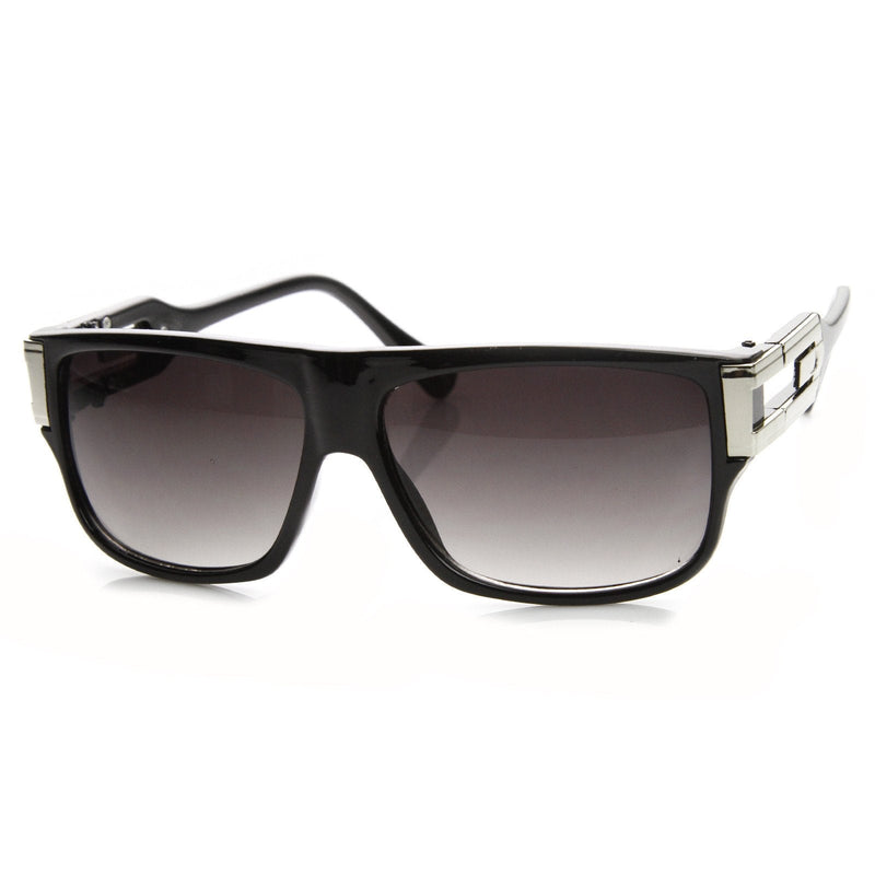 zeroUV 1980's European Retro Fashion Sunglasses 8902 Sunglasses White Smoke Shiny Black Silver