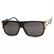 zeroUV 1980's European Retro Fashion Sunglasses 8902 Sunglasses White Smoke Matte Black Gold