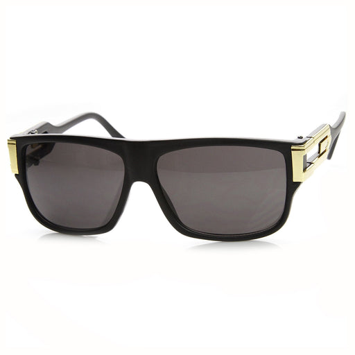 zeroUV 1980's European Retro Fashion Sunglasses 8902 Sunglasses White Smoke Matte Black Gold