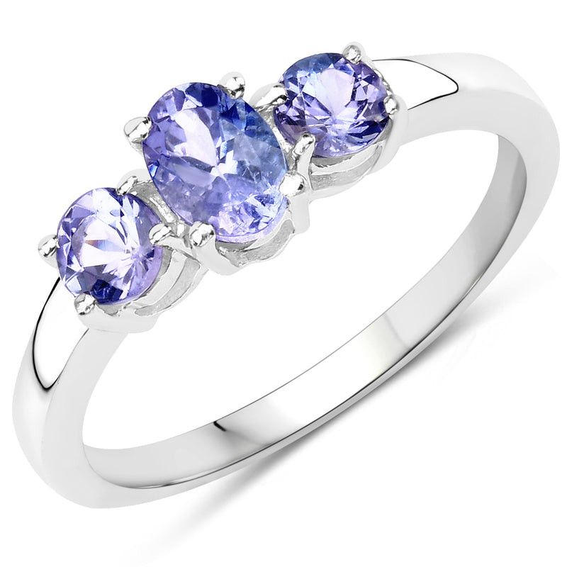 Bids.com 0.90 Carat Genuine Tanzanite .925 Sterling Silver Ring Rings White Smoke size 6.00,size 7.00,size 8.00,size 9.00,size 5.00,size 10.00
