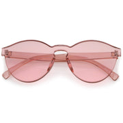 zeroUV Mono Block Rimless PC Color Tone Lens Sunglasses A555 Sunglasses White Smoke Dark Pink