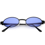 zeroUV Retro 1990's Small Color Tone Oval Metal Sunglasses C709 Sunglasses White Smoke Black Blue