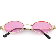 zeroUV Retro 1990's Small Color Tone Oval Metal Sunglasses C709 Sunglasses White Smoke Gold Pink