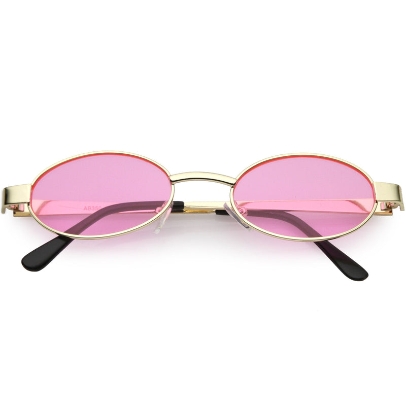 zeroUV Retro 1990's Small Color Tone Oval Metal Sunglasses C709 Sunglasses White Smoke Gold Pink