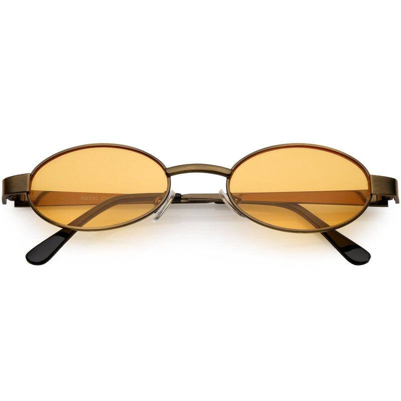 zeroUV Retro 1990's Small Color Tone Oval Metal Sunglasses C709 Sunglasses White Smoke Bronze Orange