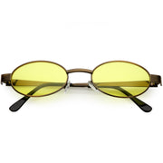 zeroUV Retro 1990's Small Color Tone Oval Metal Sunglasses C709 Sunglasses White Smoke Bronze Yellow