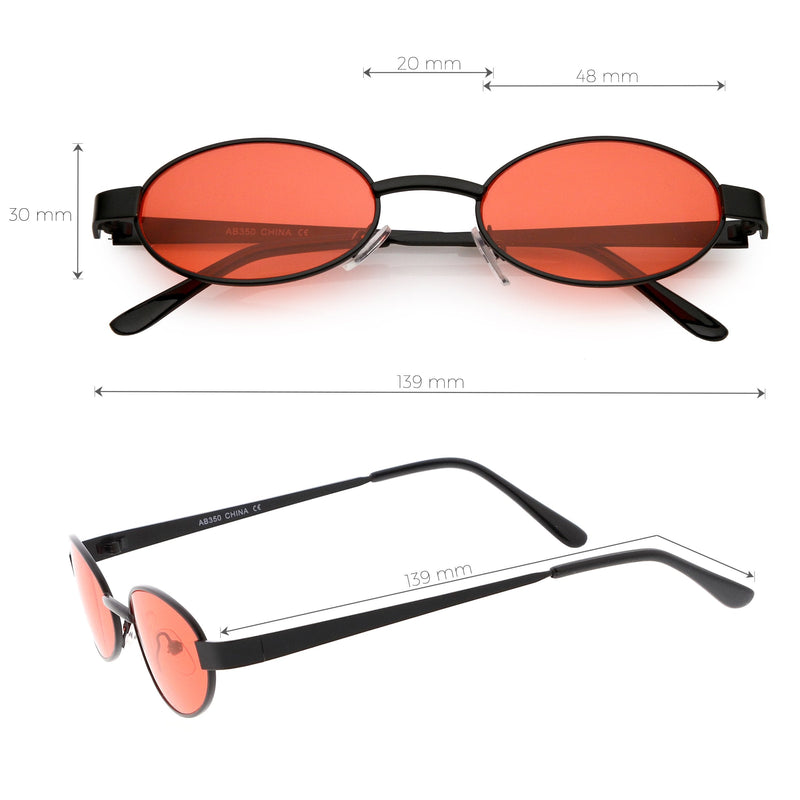 zeroUV Retro 1990's Small Color Tone Oval Metal Sunglasses C709 Sunglasses White Smoke Gold Red,Black Red,Black Blue,Gold Pink,Bronze Orange,Bronze Yellow