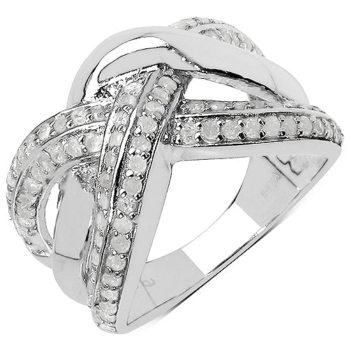 Bids.com 0.55 Carat Genuine White Diamond .925 Sterling Silver Ring Rings White Smoke size 6.00,size 7.00,size 8.00,size 9.00