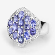 Bids.com 2.41 Carat Genuine Tanzanite and White Topaz .925 Sterling Silver Ring Rings White Smoke size 6.50,size 6.00,size 7.00,size 8.00,size 9.00,size 5.00,size 10.00