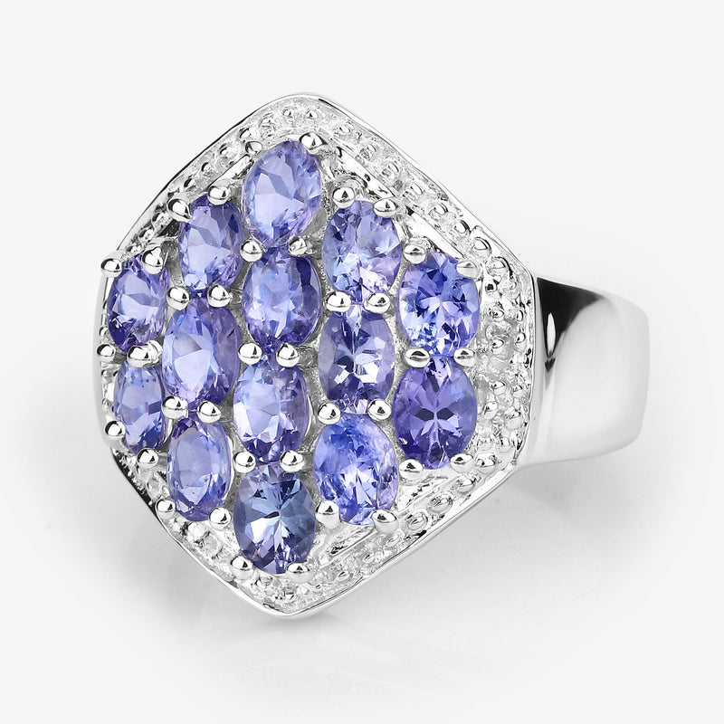 Bids.com 2.41 Carat Genuine Tanzanite and White Topaz .925 Sterling Silver Ring Rings White Smoke size 6.50,size 6.00,size 7.00,size 8.00,size 9.00,size 5.00,size 10.00
