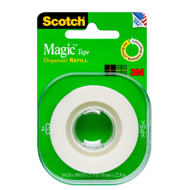 Scotch Scotch Magic Tape Refills, Invisible Secondary Tape, 3/4 in x 1000 in (27.7 yd), 12 Rolls Office Tape Forest Green