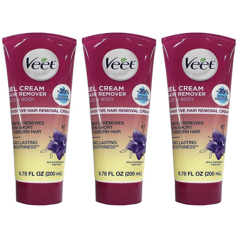 Veet Veet Legs & Body Hair Remover Gel Cream, Sensitive Formula - 6.78 Fl Oz Hair Removal White Smoke