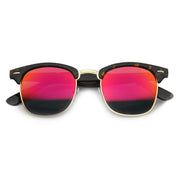 zeroUV Retro Horned Rim Half Frame Flash Mirror Lens Sunglasses 9309 Sunglasses White Smoke Tortoise Fire