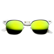 zeroUV Retro Horned Rim Half Frame Flash Mirror Lens Sunglasses 9309 Sunglasses White Smoke White Sun