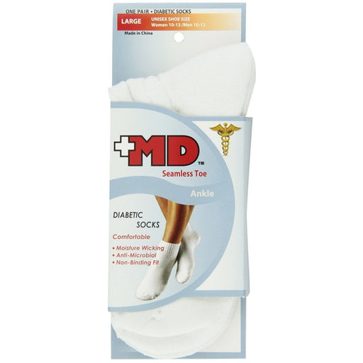 MD MD USA Diabetic Ankle Socks – Seamless Toe, Large (Shoe Size 9-12) Medicine Cabinets Lavender