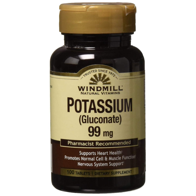 Windmill Windmill Potassium As Gluconate, 99 Mg, Tablets Vitamins & Supplements Black