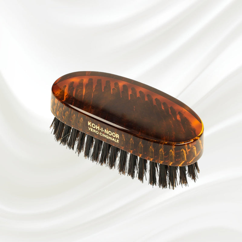 KOH-I-NOOR Beauty USA Jaspè Military Boar Bristle Brush - Men's Hair & Beard Grooming Hair Brush Lavender Boar Bristles / Large,Boar Bristles / Small