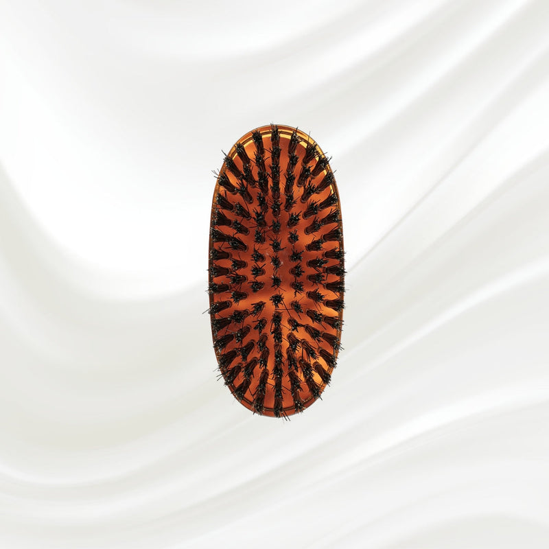KOH-I-NOOR Beauty USA Jaspè Military Boar Bristle Brush - Men's Hair & Beard Grooming Hair Brush Black Boar Bristles / Small