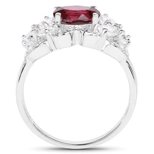 Bids.com 3.16 Carat Genuine Rhodolite and White Zircon .925 Sterling Silver Ring Rings White Smoke size 6.00,size 8.00,size 9.00,size 10.00,size 5.00,size 7.00