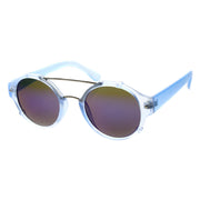 zeroUV Colorful Retro Round P3 Mirror Lens Cross Bar Sunglasses 9648 Sunglasses White Smoke Blue Ice,Purple Fire,Frost Sun,Grey Midnight,Pink Fire,Frost Purple