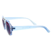 zeroUV Colorful Retro Round P3 Mirror Lens Cross Bar Sunglasses 9648 Sunglasses White Smoke Blue Ice,Purple Fire,Frost Sun,Grey Midnight,Pink Fire,Frost Purple