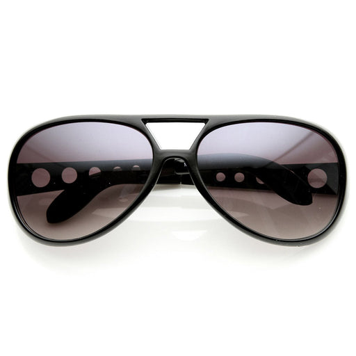 zeroUV Retro Large Elvis King Of Rock and Roll Aviator Sunglasses 2203 Sunglasses White Smoke Gold,Silver,Black