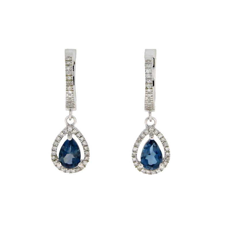 Bids.com .88ct London Blue Topaz Dangle Earrings 14KT White Gold Earrings White Smoke