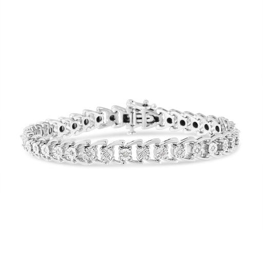 Bids.com .925 Sterling Silver 1/4 Cttw Miracle Set Round Diamond Composite Open Linked Composite Line Bracelet (I-J Color, I3-Promo Clarity) - 7.5" Bracelets White Smoke White.Sterling Silver / 7.5